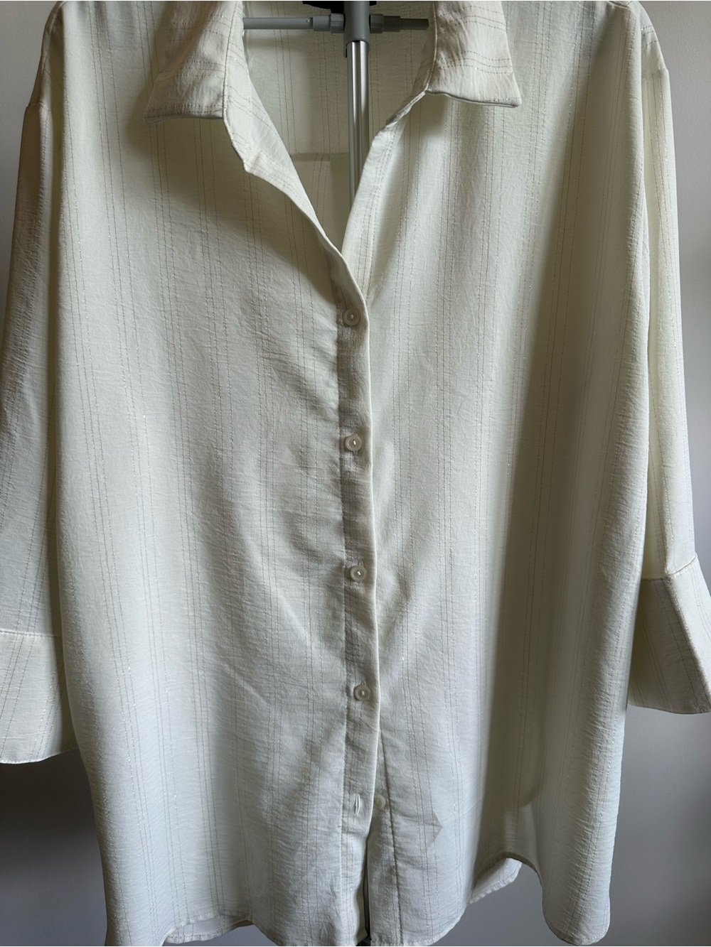Relaxed Cream Button-Down Blouse for Women